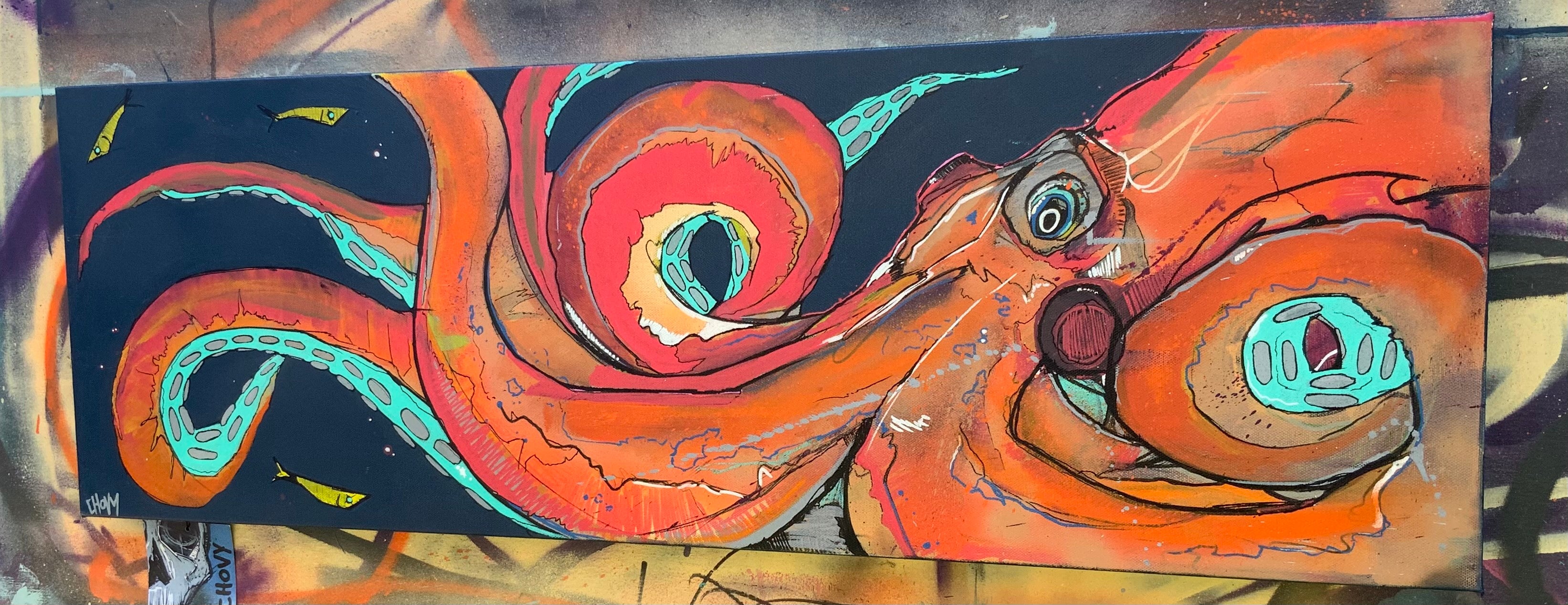 Orange Krush - Pacific Octopus Original Art